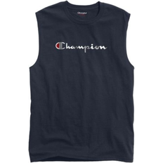 Cotton - Unisex Tank Tops Champion Classic Graphic Muscle Script Logo T-shirt Unisex - Navy