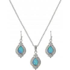 Women Jewelry Sets Montana Silversmiths Royal Cluster Drop Jewelry Set - Silver/Opal/Transparent