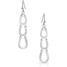 Montana Silversmiths One Step Closer Horseshoe Earrings - Silver/Transparent