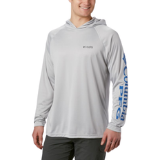 Columbia Men’s PFG Terminal Tackle Hoodie Tall - Cool Grey/Vivid Blue Logo