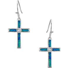 Montana Silversmiths River of Lights Cross Earrings - Silver/Green/Blue