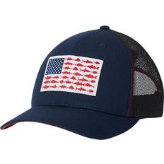 Columbia Men Accessories Columbia PFG Fish Flag Mesh Snapback High Crown - Collegiate Navy/Sunset Red