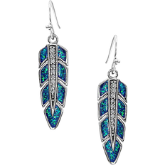 Montana Hawk Feather Earrings - Silver/Blue/Transparent