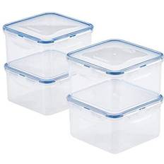 Lock&lock Purely Better Glass Square Food Storage Containers, 17-Ounce, Set of 4, Clear