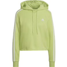 Adidas Women's Essentials 3-Stripes Cropped Hoodie - Pulse Lime/White