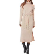 Paige Raundi Cold Shoulder Sweater Dress - Camel