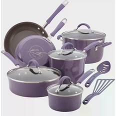 Ayesha Curry Home Collection 12-Piece Porcelain Enamel Nonstick Cookware Set, Sienna Red