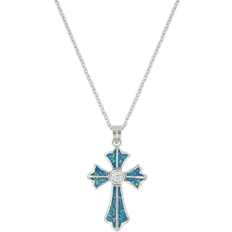 Montana Silversmiths River of Lights Pond of Faith Cross Necklace - Silver/Transparent/Turquoise