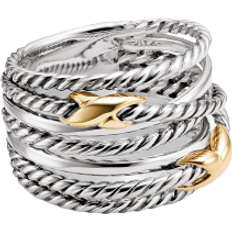 David Yurman Women Rings David Yurman Double X Crossover Ring - Silver/Gold