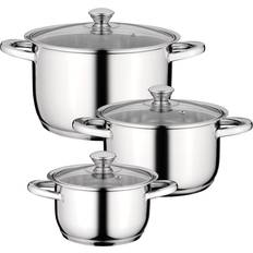 Berghoff Essentials Gourmet Cookware Set, 6 Pieces Silver-Tone Cookware Set with lid 6 Parts