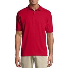 Hanes Red Polo Shirts Hanes Cotton-Blend EcoSmart Polo Jersey - Deep Red