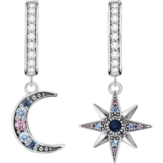 Thomas Sabo Royalty Star & Moon Hoop Earrings - Silver/Multicolour
