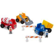 Melissa & Doug Classic Wooden Toy Construction Vehicle Set