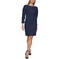 DKNY Contrast-Sleeve Sheath Dress - Spring Navy