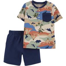 Carter's Baby Boys 2-Piece Dinosaur Jersey T-shirt and Shorts Set Multi 6 months