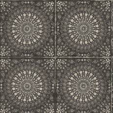 Digital Prints Wallpapers Boho Rhapsody Brushed Ebony and Stone Mandala Boho Tile Unpasted Wallpaper