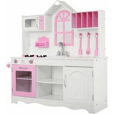 Little Tikes Cafe & Bakery Wooden Pretend Play Kitchen Toy w/ 20pc  Accessories for 2 Sided Play