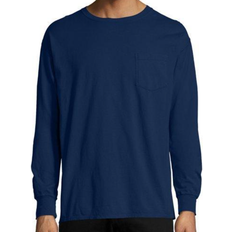 Hanes ComfortWash Garment Dyed Long Sleeve Pocket T-shirt Unisex - Navy