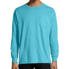 Hanes ComfortWash Garment Dyed Long Sleeve Pocket T-shirt Unisex - Freshwater