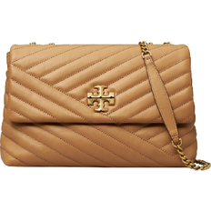 Small Kira Chevron Leather Shoulder Bag In Dusty Almond/rolled Gold