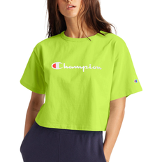 Champion Script Logo Heritage Cropped Tee - Lively Lime
