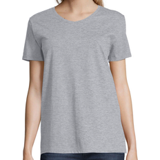 Hanes Women's Essential-T Short Sleeve V-Neck T-Shirt - Oxford Grey