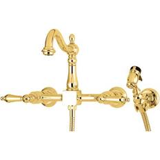 Wall Mounted Kitchen Faucets Kingston Brass Heritage KS1262ALBS Polished Brass