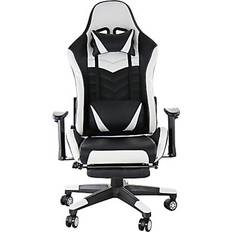 X30 Gaming Chair Racing Office Ergonomic Computer Chair with Fully Reclining Back and Slide-Out Footrest in Black LeatherSoft