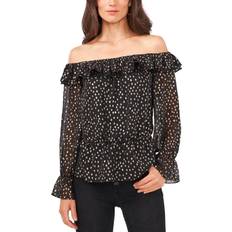 Vince Camuto Ruffled Off-The-Shoulder Blouse - Rich Black