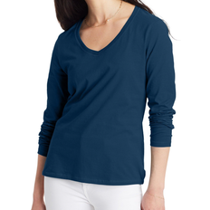 Hanes Women's Perfect-T Long Sleeve V-Neck T-Shirt - Navy