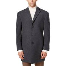 Men - Polyester Coats Calvin Klein Prosper Wool-Blend X-Fit Overcoat - Medium Grey