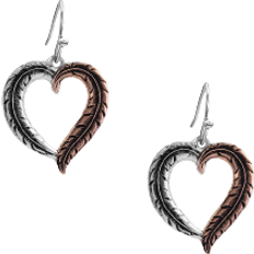 Montana Silversmiths Hearts Aflutter Feather Earrings - Silver/Rose Gold