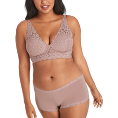 Maidenform Pure Comfort Lightly Lined Convertible Lace Bralette - Evening Blush