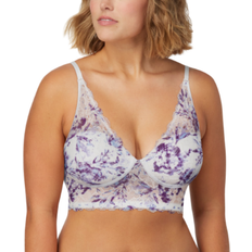 Maidenform Pure Comfort Lightly Lined Convertible Lace Bralette - Lilac Rose Print/White