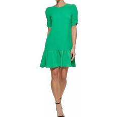 DKNY Ruched Sleeve Trapeze Dress - Apple Green