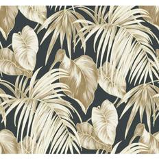 Black and gold wallpaper Seabrook Designs Dominica Black & Metallic Gold Wallpaper black