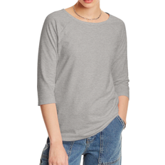 Hanes Women's Stretch Cotton Raglan Sleeve Tee - Grey Heather