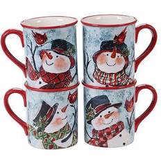 Certified International Watercolor Snowman Mug 4pcs