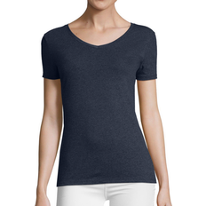 Hanes Women's Perfect-T Tri-Blend Short Sleeve V-Neck T-Shirt - Navy Heather