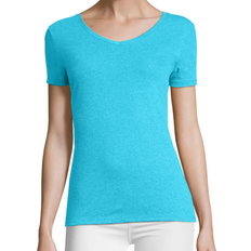 Hanes Women's Perfect-T Tri-Blend Short Sleeve V-Neck T-Shirt - Flying Turquoise Heather