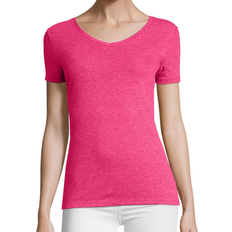 Hanes Women's Perfect-T Tri-Blend Short Sleeve V-Neck T-Shirt - Jazzberry Pink Heather
