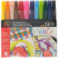 Crafty Croc Watercolor Paint Brush Pens - Set of 24 Vibrant Water Color  Brush Markers with Real Nylon Tips for Watercolor