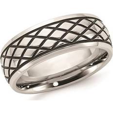 Gem & Harmony Checkered Pattern Ring - Silver