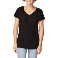 Hanes Women's Slub Jersey Shirred V-Neck Tee - Black