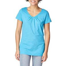 Hanes Women's Slub Jersey Shirred V-Neck Tee - Process Blue