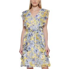 Tommy Hilfiger Flutter-Sleeve Fit & Flare Dress - Snpdrgn/Porcelain