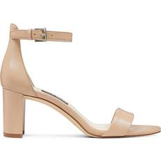 Beige - Block Heel - Women Heeled Sandals Nine West Pruce - Barely Nude Leather