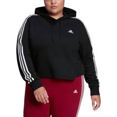 Adidas Women's Essentials 3-Stripes Crop Hoodie Plus Size - Black/White
