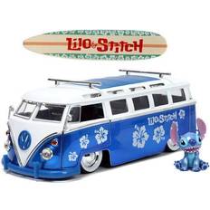 Jada Toy Cars Jada 1:24 Scale Hollywood Rides 1962 Volkswagen Bus with Stitch Figure Blue/Beige/White One-Size