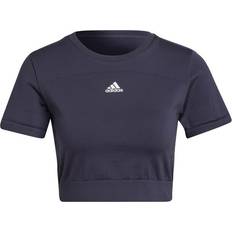 Adidas Aeroknit Seamless Fitted Crop T-shirt Women - Shadow Navy/White
